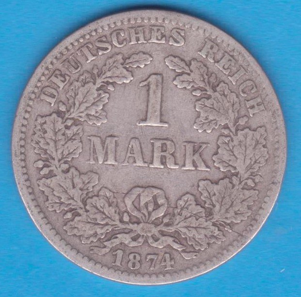 (2) MONEDA DIN ARGINT GERMANIA - 1 MARK 1874, LIT. F, NECURATATA