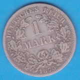 (6) MONEDA DIN ARGINT GERMANIA - 1 MARK 1875, LIT. B, PURITATE 900, NECURATATA, Europa