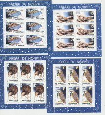 RFL ROMANIA 1998 pasari de noapte, serie neuzata in colite de 6 timbre foto