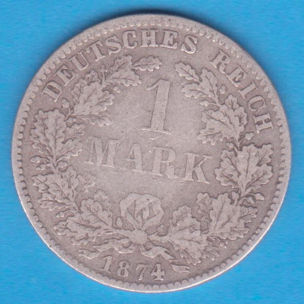 (9) MONEDA DIN ARGINT GERMANIA - 1 MARK 1874, LIT. D, NECURATATA