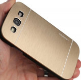 Husa pelicula aluminiu MOTOMO gold auriu Samsung Galaxy S3 i9300 + folie ecran, Metal / Aluminiu
