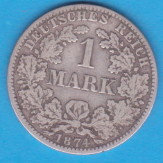(9) MONEDA DIN ARGINT GERMANIA - 1 MARK 1874, LIT. A, NECURATATA