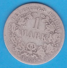 (1) MONEDA DIN ARGINT GERMANIA - 1 MARK 1874, LIT. B, NECURATATA