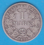 (3) MONEDA DIN ARGINT GERMANIA - 1 MARK 1875, LIT. C, PURITATE 900, NECURATATA, Europa