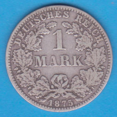 (3) MONEDA DIN ARGINT GERMANIA - 1 MARK 1875, LIT. C, PURITATE 900, NECURATATA
