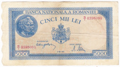 3)Bancnota 5000 lei 2 mai 1944 , portret Traian+Decebal foto