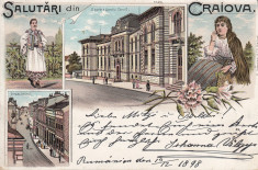 SALUTARI DIN CRAIOVA LICEUL CAROL I STR UNIREI COSTUME NATIONALE LITHOGRAFIE1898 foto