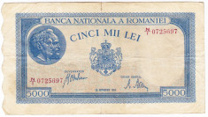 3)Bancnota 5000 lei 28 septembrie 1943 portret Traian+Decebal foto