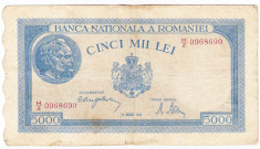 2)Bancnota 5000 lei 22 august 1944,FOARTE RARA foto