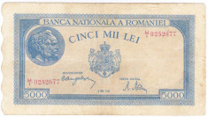 1)Bancnota 5000 lei 2 mai 1944 , portret Traian+Decebal foto