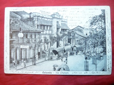 Ilustrata clasica Colombo str.Chatam Ceylon 1905 foto