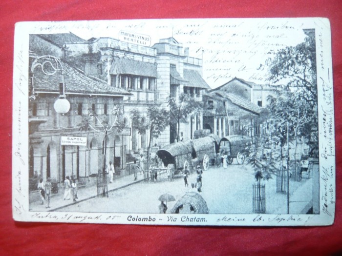 Ilustrata clasica Colombo str.Chatam Ceylon 1905