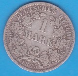 (12) MONEDA DIN ARGINT GERMANIA - 1 MARK 1875, LIT. D, PURITATE 900, NECURATATA, Europa