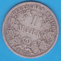 (12) MONEDA DIN ARGINT GERMANIA - 1 MARK 1875, LIT. D, PURITATE 900, NECURATATA