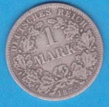 (8) MONEDA DIN ARGINT GERMANIA - 1 MARK 1875, LIT. D, PURITATE 900, NECURATATA, Europa