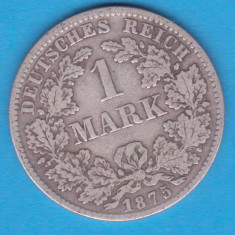 (8) MONEDA DIN ARGINT GERMANIA - 1 MARK 1875, LIT. D, PURITATE 900, NECURATATA