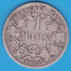 (10) MONEDA DIN ARGINT GERMANIA - 1 MARK 1875, LIT. D, PURITATE 900, NECURATATA