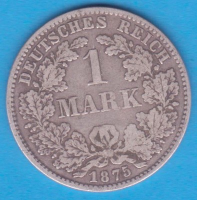 (4) MONEDA DIN ARGINT GERMANIA - 1 MARK 1875, LIT. D, PURITATE 900, NECURATATA foto