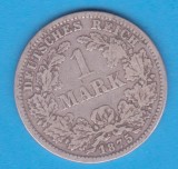 (6) MONEDA DIN ARGINT GERMANIA - 1 MARK 1875, LIT. F, PURITATE 900, NECURATATA, Europa