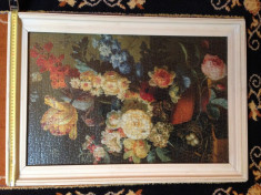 Tablou Antichitati Puzzle &amp;quot;Ghiveci cu flori&amp;quot; vechime 15 ani URGENT foto