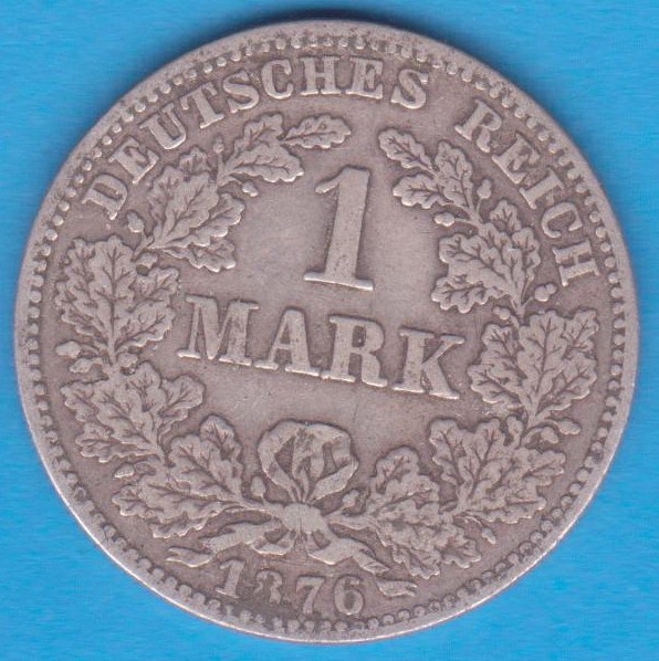 (9) MONEDA DIN ARGINT GERMANIA - 1 MARK 1876, LIT. C, PURITATE 900, NECURATATA