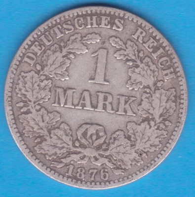 (2) MONEDA DIN ARGINT GERMANIA - 1 MARK 1876, LIT. C, PURITATE 900, NECURATATA foto