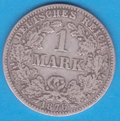 (2) MONEDA DIN ARGINT GERMANIA - 1 MARK 1876, LIT. C, PURITATE 900, NECURATATA foto