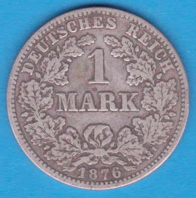 (4) MONEDA DIN ARGINT GERMANIA - 1 MARK 1876, LIT. C, PURITATE 900, NECURATATA foto