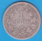 (3) MONEDA DIN ARGINT GERMANIA - 1 MARK 1875, LIT. F, PURITATE 900, NECURATATA, Europa