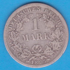 (3) MONEDA DIN ARGINT GERMANIA - 1 MARK 1875, LIT. F, PURITATE 900, NECURATATA