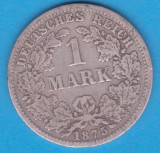 (4) MONEDA DIN ARGINT GERMANIA - 1 MARK 1875, LIT. F, PURITATE 900, NECURATATA, Europa