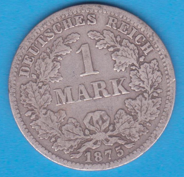 (4) MONEDA DIN ARGINT GERMANIA - 1 MARK 1875, LIT. F, PURITATE 900, NECURATATA