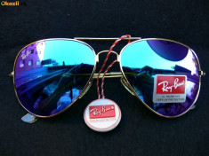 OCHELARI DE SOARE RAY BAN AVIATOR 3025 LENTILA STICLA MIRROR BLUE-VEZI ANUNT !!! foto