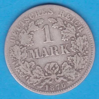 (3) MONEDA DIN ARGINT GERMANIA - 1 MARK 1876, LIT. H, PURITATE 900, NECURATATA foto