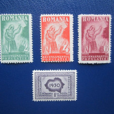 ROMANIA 1930 RECENSAMANTUL POPULATIE SERIE NESTAMPILATA