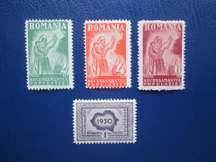 ROMANIA 1930 RECENSAMANTUL POPULATIE SERIE NESTAMPILATA