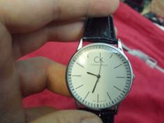 Ceas - CALVIN KLEIN / CK - Quartz, Unisex, Curea Piele , Casual - Cadran Alb foto