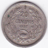 Chile 20 centavos 1937 fauna,condor,vultur, America Centrala si de Sud