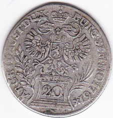 Austria ,20 Kreuzer 1761 argint Maria Theresa ,superba foto