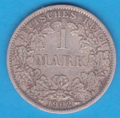 (2) MONEDA DIN ARGINT GERMANIA - 1 MARK 1902, LIT. A, PURITATE 900, NECURATATA foto