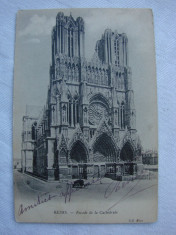 Carte postala circulata in anul 1905 - REIMS - Facade de la Cathedrale foto