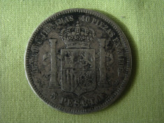 5 pesetas 1871 SPANIA - Argint foto