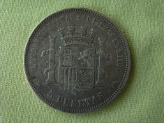 5 pesetas 1870 SPANIA - Argint foto