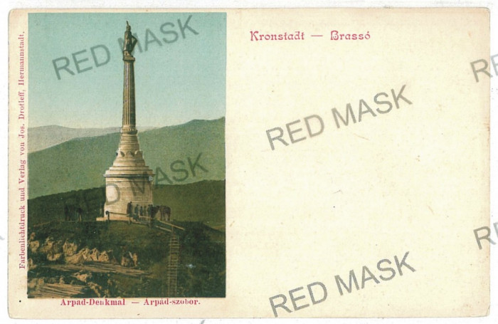 112 - BRASOV, Arpad Monument, Litho - old postcard - unused