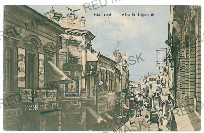 1219 - BUCURESTI, Lipscani street - old postcard - used - 1909