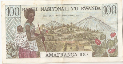 RWANDA 100 francs 1978 VF foto