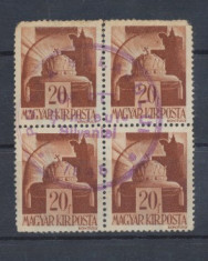 1945 ROMANIA 1945 stampila Posta Salajului Simleu pe bloc 4 timbre maghiare foto