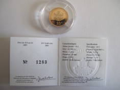 10 ? Moneda aur Proof Monaco 2005 - Prince Albert II in memory of Rainier III foto