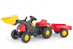 Tractor Cu Pedale Si Remorca Copii Rolly Toys 023127 Rosu foto