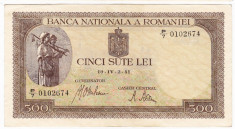 Bancnota 500 lei 2 IV 1941 filigran vertical a.UNC (5) foto